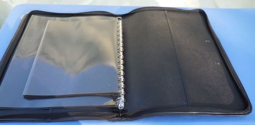Large Attache Document Carrying Case Black Vinyl Zip Closure w/ 28 sleeves Art