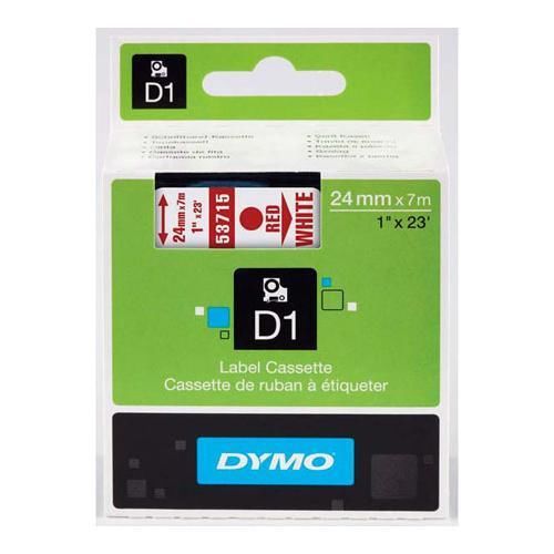 Dymo d1 1&#034;x23&#039; tape, red on white #53715 for sale