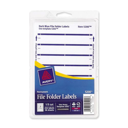 Avery Permanent File Folder Labels  Dark Blue 252/Pack (5200)   2 Packs