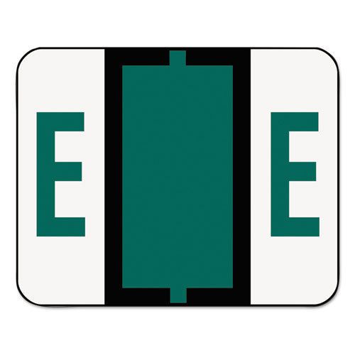A-Z Color-Coded Bar-Style End Tab Labels, Letter E, Dark Green, 500/Roll