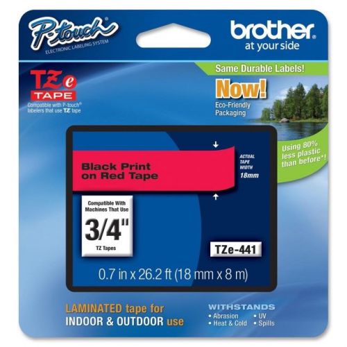 Brother tze441 international 3 4&#034;18mm black on red tape for sale