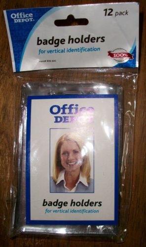 Office Depot 12-Pack ID Badge Holders &amp; 12-Pack ID Badge Clips, New in Packaging