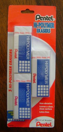 Pentel Hi-Polymer Block Erasers, Large Size White 3 Pack ZEH10BP3-K6  04520 ?
