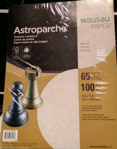 Astroparche Premium CardStock, 65 Lbs Natural 8-1/2 X 11 100 Sheets Free US Ship