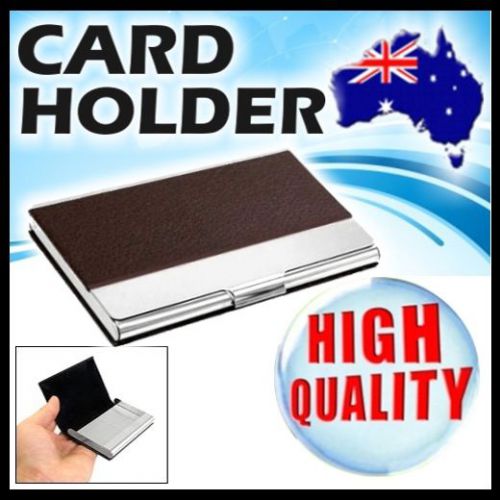 ?brown silver colour?leather metal clip open business credit card holder case for sale