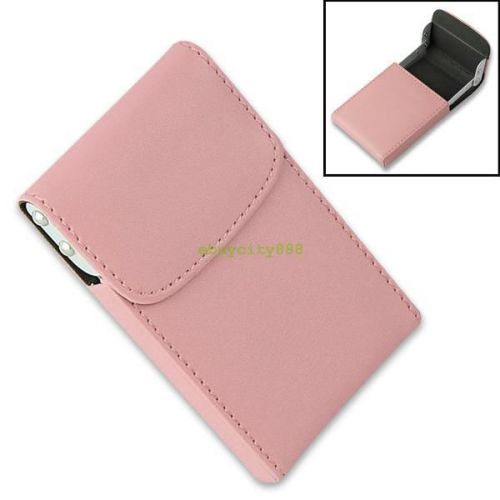 Lady&#039;s Pink Leather Case Box Organizer Wallet For Credit Name ID Business Card