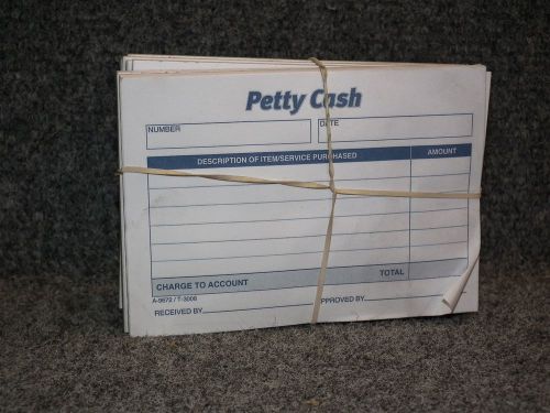 Adams A-9672 T-3008 Petty Cash Receipt 5&#034; x 3.5&#034; 50-Sheets *Lot of 9 New Pads*