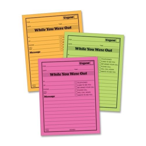 Adams Neon While You Were Out Pads - 50 Sheet(s) -5&#034;x4&#034; -Assorted -6/Pk