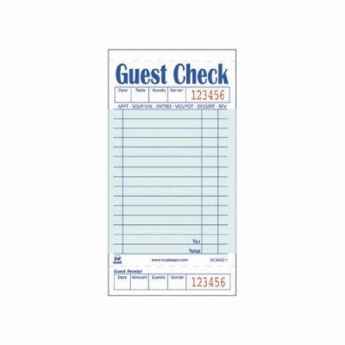 Royal guest check book, one-part receipt, 50 books (rpp gc3632-1) for sale