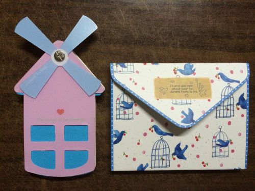 ??Beauty of windmill note and pretty blue bird envelope notepads for your memory