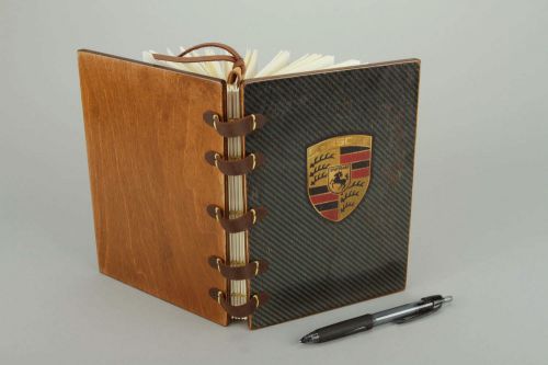 Notebook with wood and leather