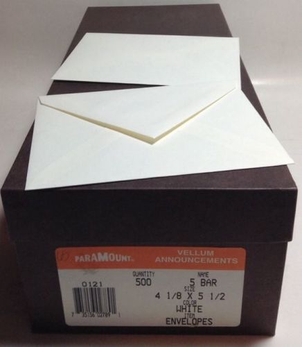 Paramount Vellum Announcements 5 Bar White Envelopes 395/500    FREE SHIPPING