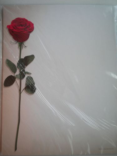 *new* ~ 20 decorative &#034;long stem red rose&#034; computer stationery sheets for sale
