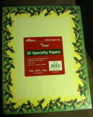 NEW! AMPAD HollyBorder SPECIALTY PC PAPERS 25 SHEETS ACID-FREE