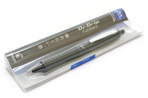 Pilot dr. grip full black ball point pen, blue accents for sale