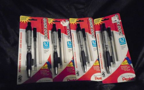 4 New Pentel Quick Dock Automatic Pencil W Refill Cassette W 3 Erasers QD7ELE3BP