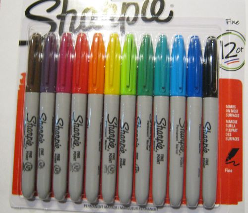Sharpie Fine Markers 12 Ct, Assorted Colors 30075 New!
