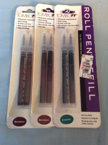 Tombow Roll Pen Refills Diferent Color Of ink- 3 Pack Of 2pack-fine point