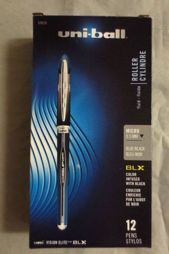 uni-ball Vision Stick Micro Point Roller Ball Pens, 12 Blue Pens (69020)