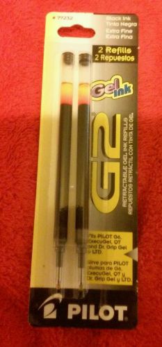 Pilot G2 Black Gel Ink Refill Pack of 2 Extra Fine NEW Retactable