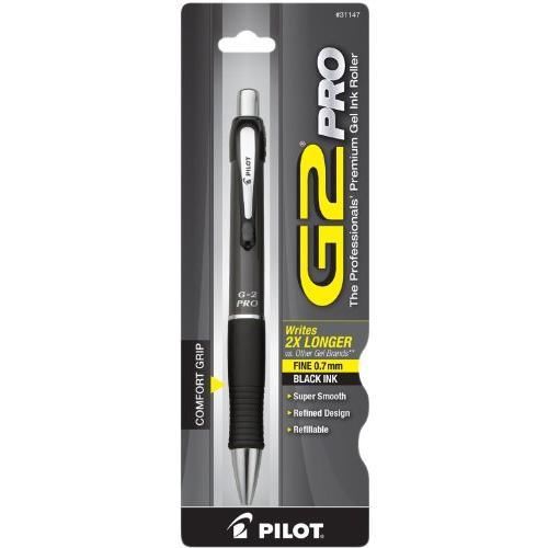 Pilot G2 Pro Retractable Gel Ink Roller Ball Pen, Fine Point, Gray Barrel, New