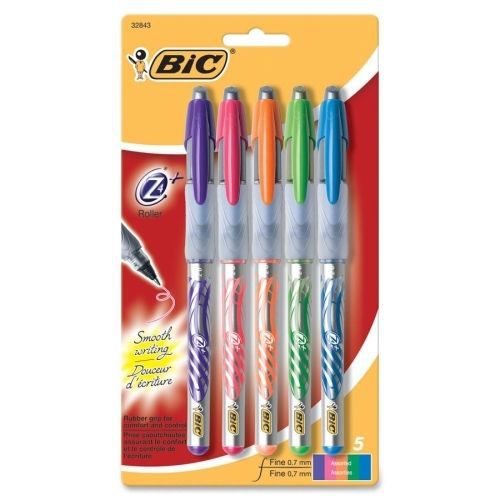 BIC Z4+ Bold Rollerball Pen -0.7mm -Assorted Ink -Assorted Barrel -5/Set