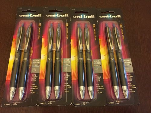 4 New / Unopened Packs - Uni-Ball 207 Gel Pens (Blue Ink / Medium Point)