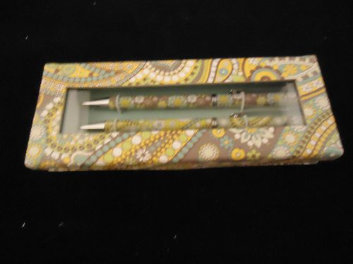 Nwt vera bradley pen &amp; mechanical pencil set in lemon parfait - gift! for sale