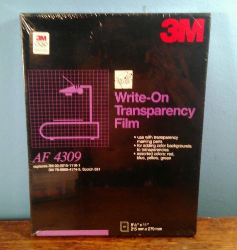 3M Write-On Transparency Film 8.5&#034; x11&#034; - 100 Ct. Asst. Colors(Red,Blue,Green,..