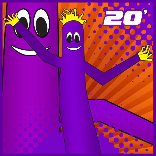 20&#039; tall inflatable sky dancer dancing tube guy air puppet purple for sale