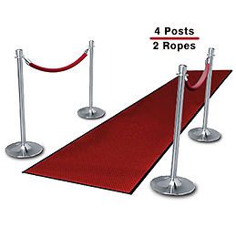 Chrome Stantions (4-Pack with 2 Red Velvet Ropes)