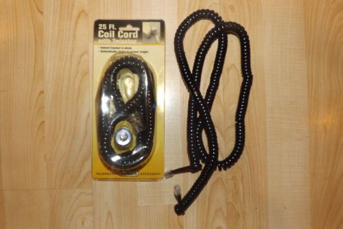 (2) 25ft Softalk Telephone Coil Cords - Twisstop - Black