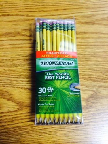 Dixon Ticonderoga Pre-Sharpened w/Erasers Pencils, #2, Yellow, Box of 30 (13830)