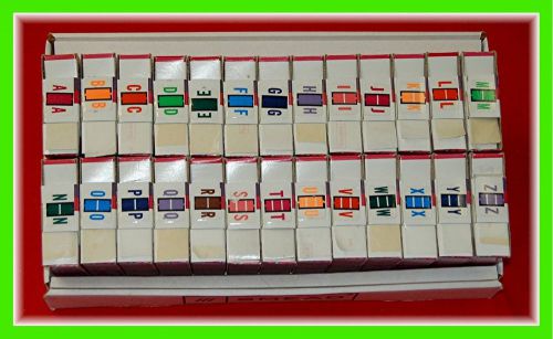 Lot of 26 open rolls of self-adhesive Smead Alphabetic Color Code Labels
