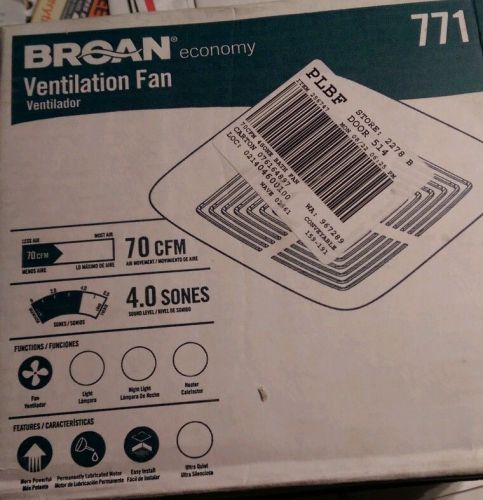 broan sone fan 771 no *new in box, sealed
