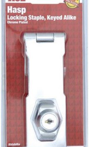 4-1/2&#034; chrome plated locking staple keyed alike hasp ace chrome steel 5392915 for sale