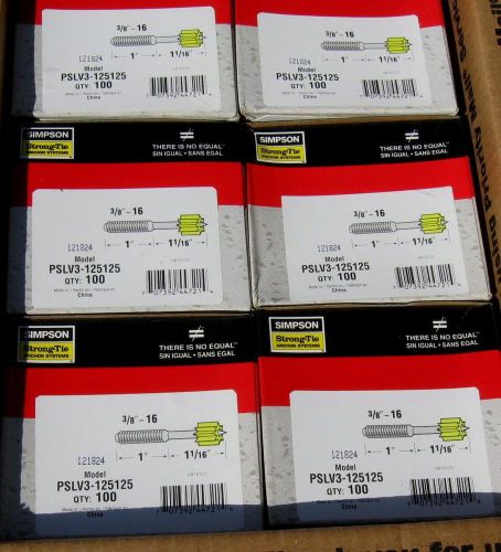 6 Boxes Simpson Strong Tie PSLV3-125125 3/8-16 LV stud T-1  S-1 1/16in (600)