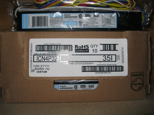 Philips advance icn4p32n 120-277v 4 lamp t8 electronic ballast for sale