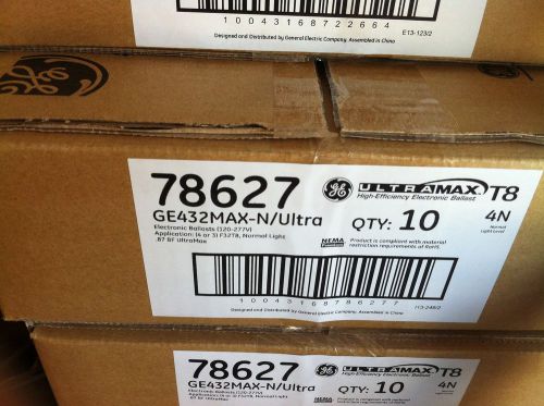 Case (10) ge general electric ultra max 4 lamp t8 balllast ge432max 4n 78627 for sale