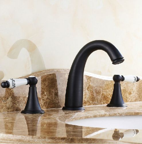Widespread 3 Holes Bathroom Basin Faucet Dual Handle Basin Mixer Sink Faucet
