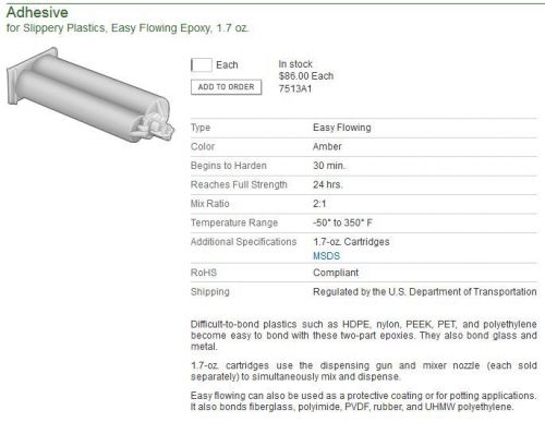 Relteck Epoxy, 1.7 oz. with dispenser for Hard to Bond Plastics, B200-0045-TH-03