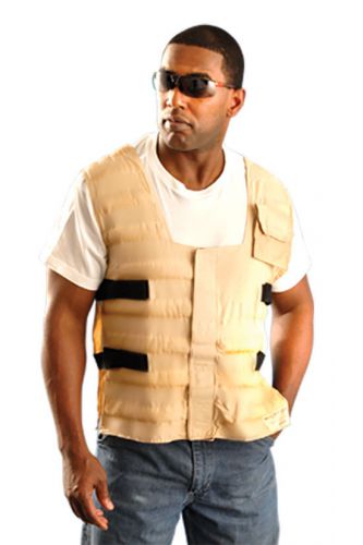 Miracool khaki cooling heat stress work vest soak tote removable pocket reg size for sale