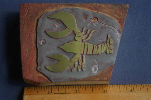 Letterpress Printing Block Lobster Metal on Wood           (004)