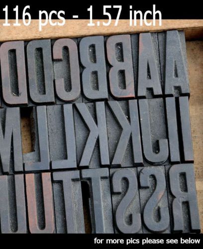 letterpress wood printing blocks 116 pcs 1.57&#034; tall alphabet type woodtype ABC