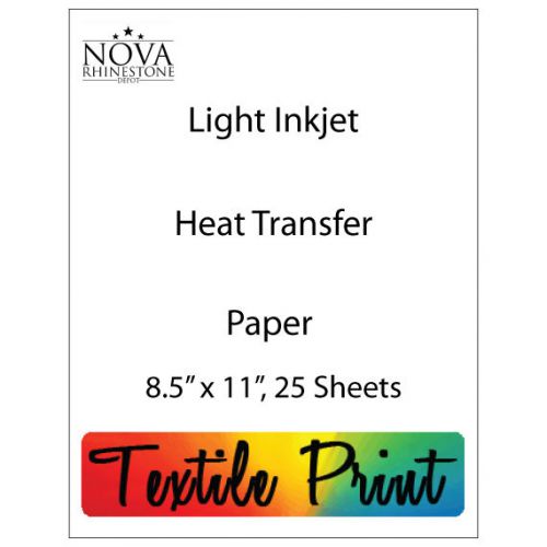 New inkjet iron-on heat transfer paper, for light fabric, 25 sheets - 8.5&#034; x 11&#034; for sale