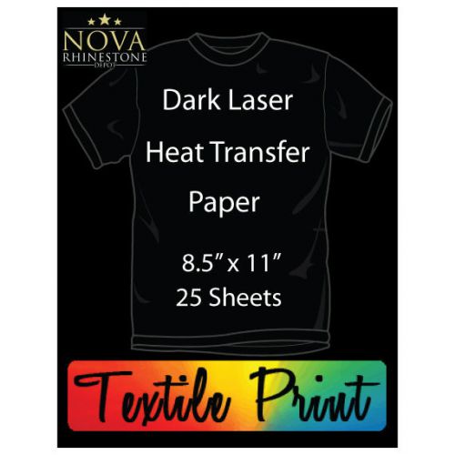 New Laser Iron-On Heat Transfer Paper, For Dark fabric, 25 Sheets - 8.5&#034; x 11&#034;