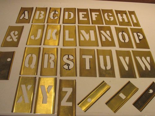 Vintage Complete Set 1 1/2&#034; Brass Stencils Lockedge Used ANTIQUE