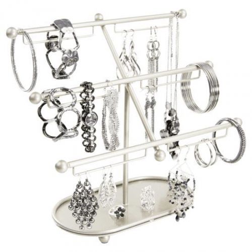 Earring holder tree stand jewelry organizer bracelet storage rack metal silver for sale