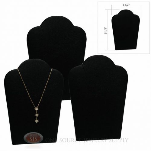 (3) 5 1/4&#034; Black Leather Padded Pendant Necklace Display Easel Presentation