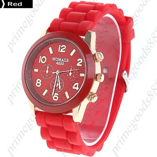 Unisex quartz wrist watch with round case in red free shipping wristwatch for sale